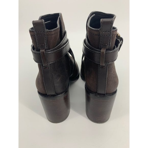 Tory Burch Brown Leather Ankle Boots with Wrap Around Strap and Buckle Size 9M - Picture 5 of 7